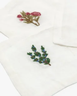 Assorted Floral Motif Linen Cocktail Napkins (Set of 6)