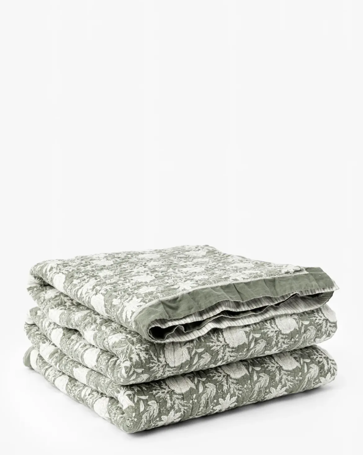 Audrey Sage Block Print Quilt