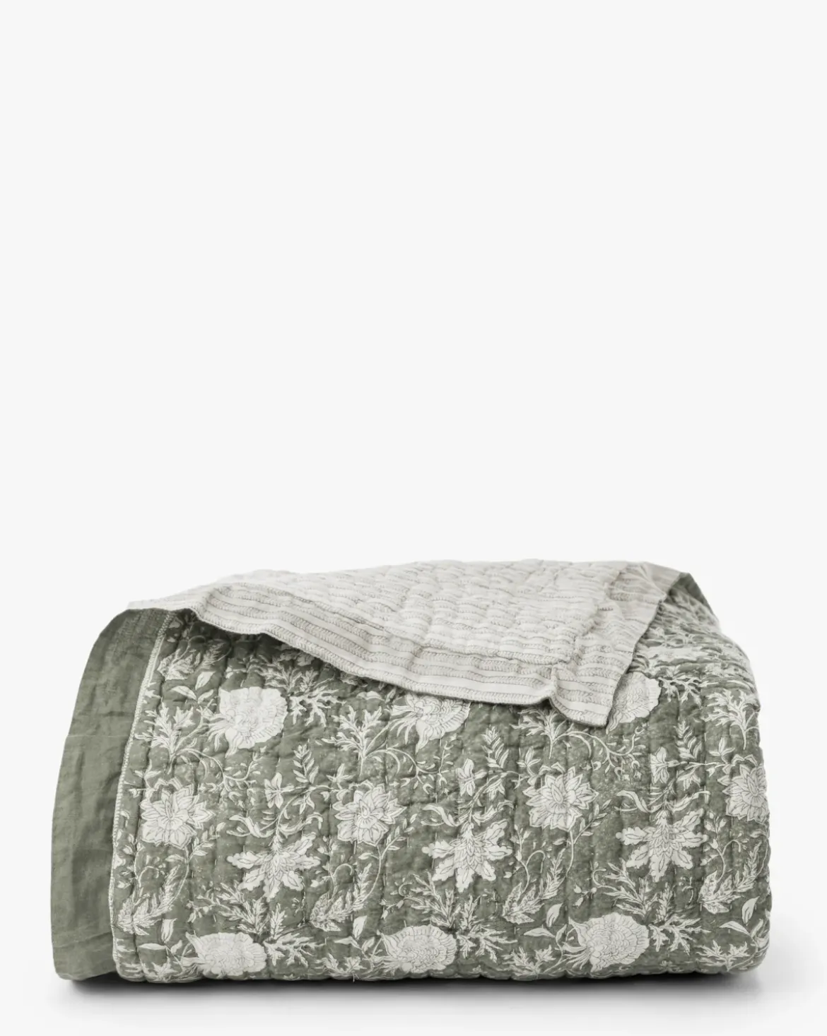 Audrey Sage Block Print Quilt