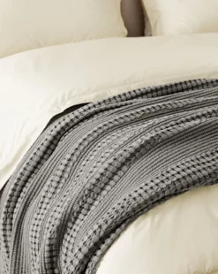 Carnel Gray Waffle Blanket