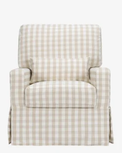 Crawford Pillowback Comfort Swivel Glider in Gingham