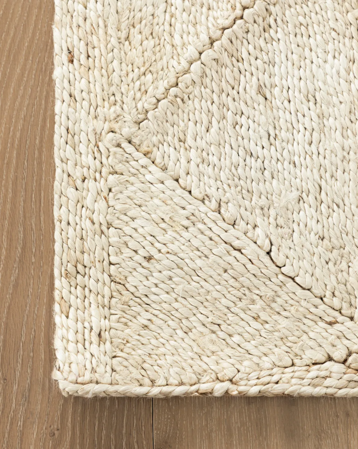 Diamond Braided Bleached Jute Rug