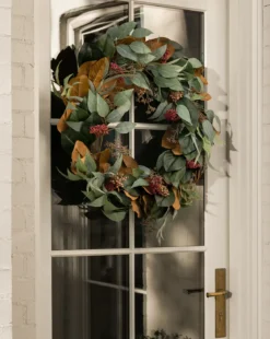 30" Faux Magnolia & Eucalyptus Wreath