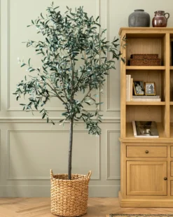 Faux 96" Olive Tree with Woven Pot