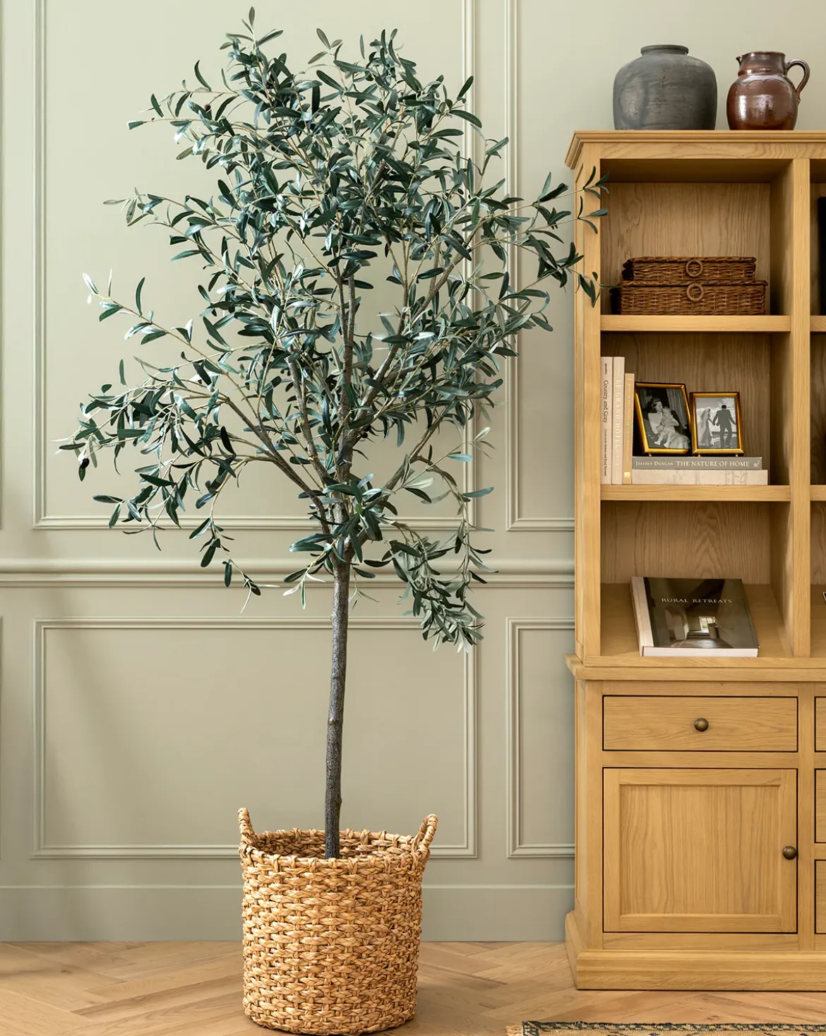 Faux 96" Olive Tree with Woven Pot