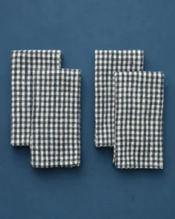 Gingham Check Linen Napkins (Set of 4)
