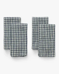 Gingham Check Linen Napkins (Set of 4)