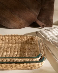Glass Baking Dishes with Hand-Woven Lattice (Set of 2)