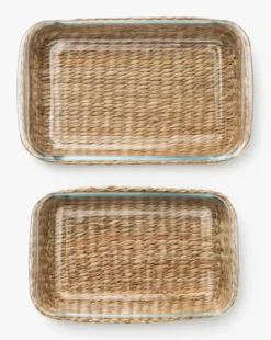 Glass Baking Dishes with Hand-Woven Lattice (Set of 2)