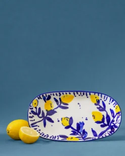 Hand-Painted Stoneware Lemon Platter