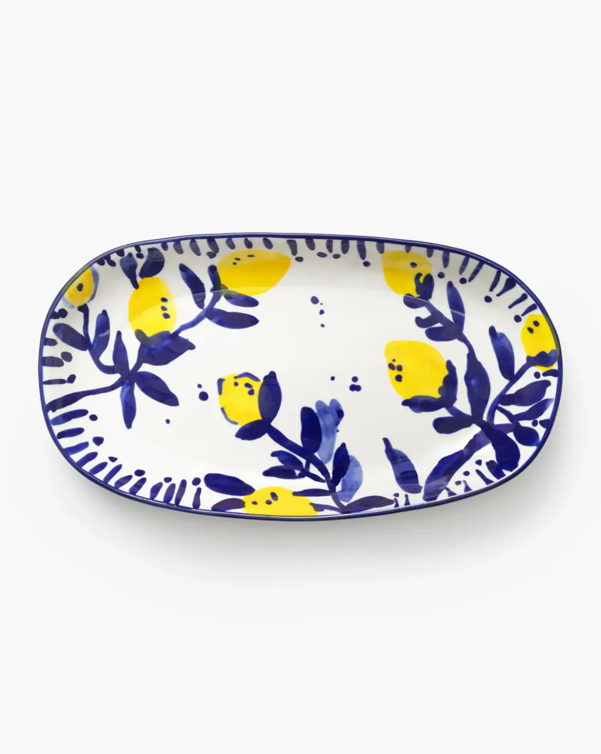 Hand-Painted Stoneware Lemon Platter