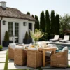 Haviland Outdoor Dining Chair with Perennials Taupe Stripe