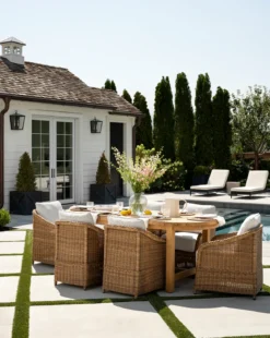 Haviland Outdoor Dining Chair with Perennials Taupe Stripe