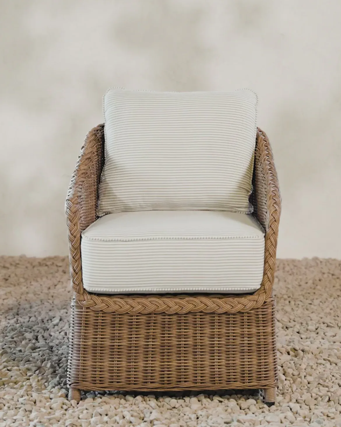 Haviland Outdoor Dining Chair with Perennials Taupe Stripe
