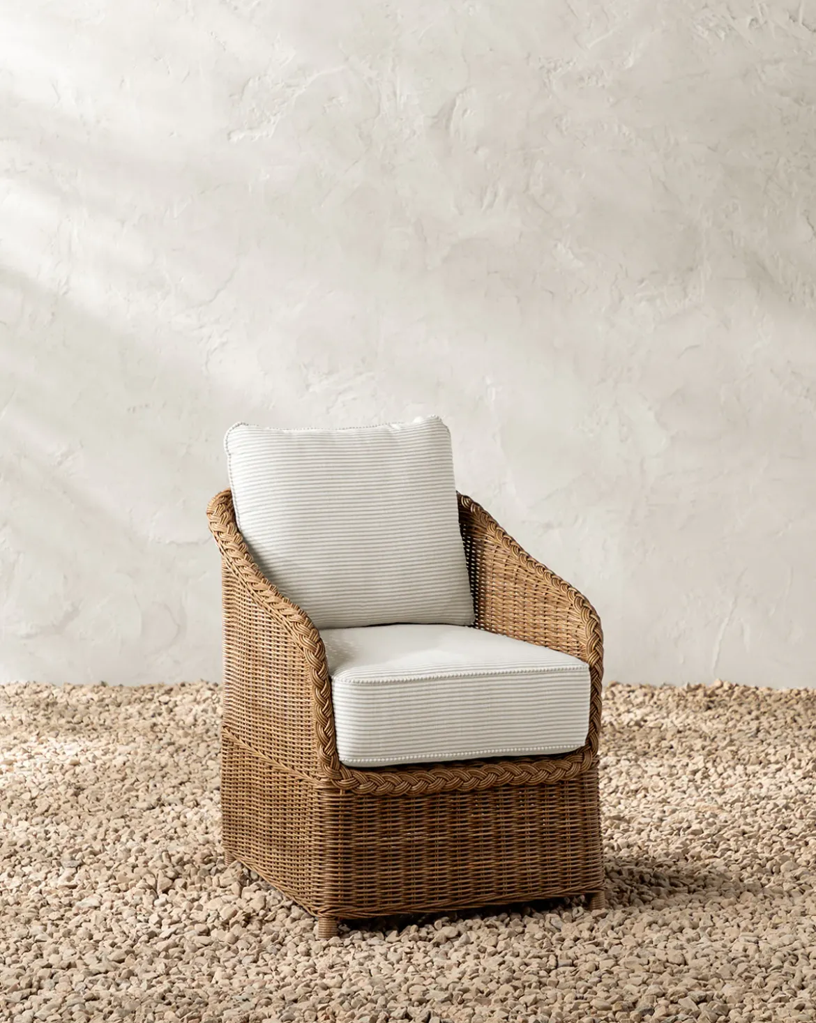 Haviland Outdoor Dining Chair with Perennials Taupe Stripe