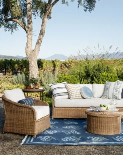 Haviland Outdoor Lounge Chair with Perennials Taupe Stripe