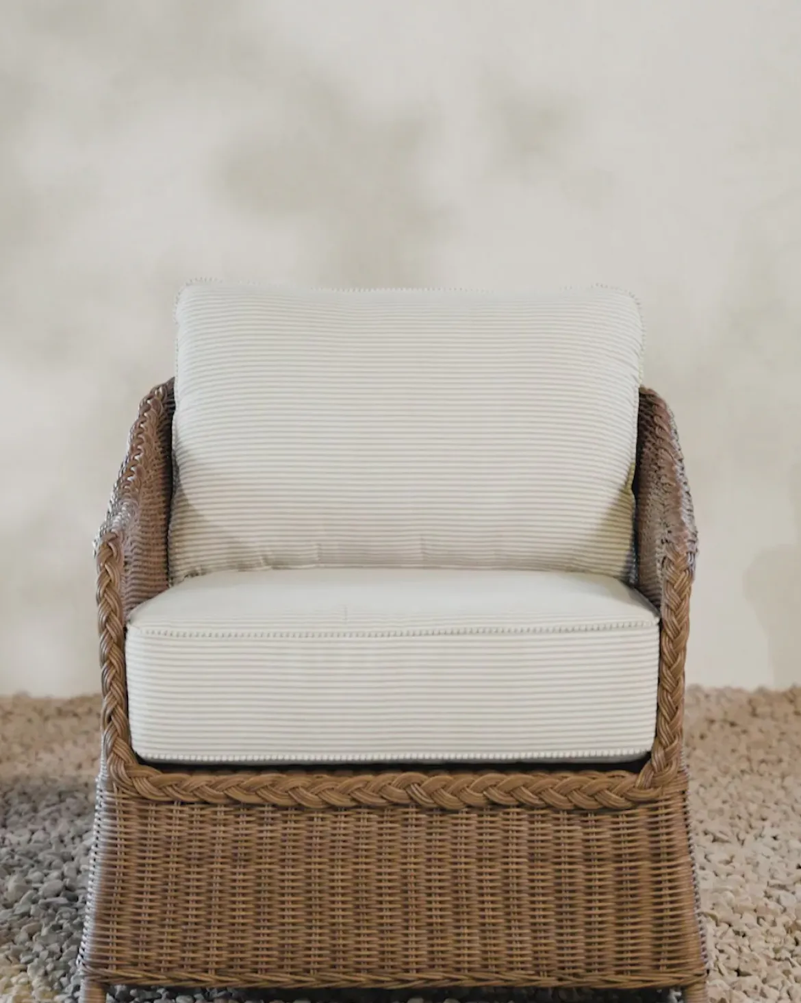 Haviland Outdoor Lounge Chair with Perennials Taupe Stripe