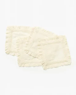 Lace Trim Cocktail Napkins (Set of 4)