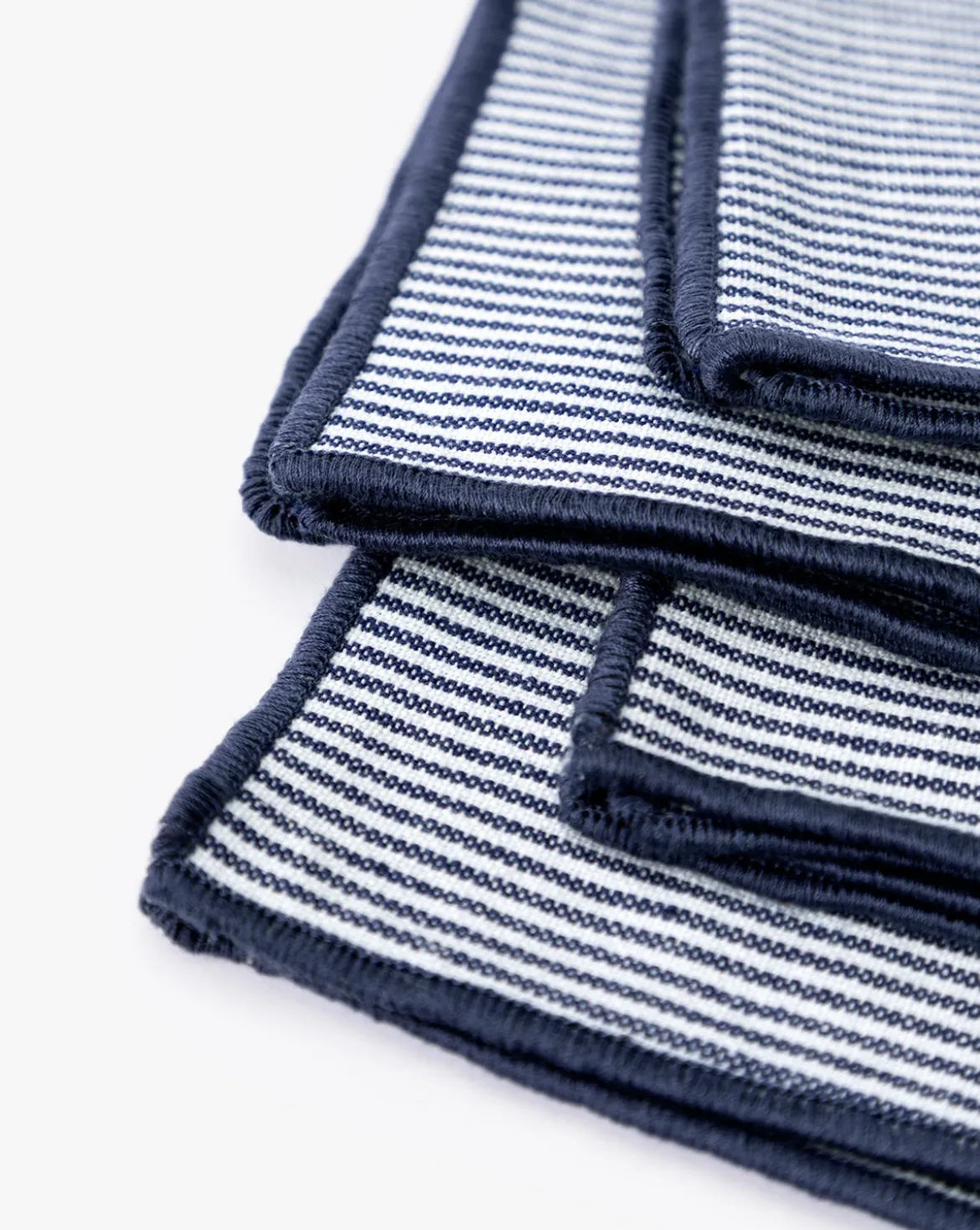 Navy Striped Cocktail Napkins (Set of 4)