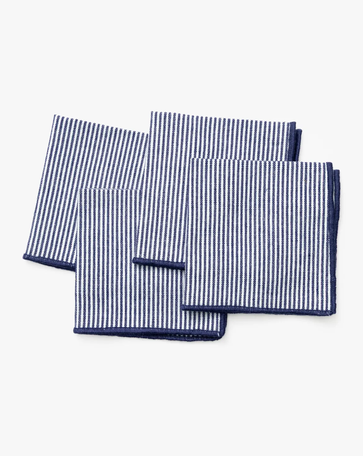 Navy Striped Cocktail Napkins (Set of 4)