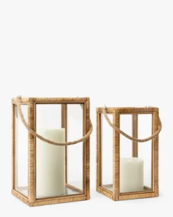 Rattan & Glass Lantern