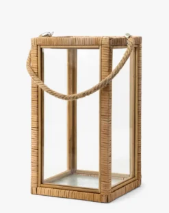 Rattan & Glass Lantern