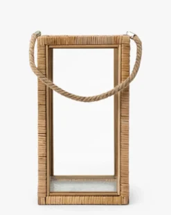 Rattan & Glass Lantern