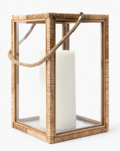 Rattan & Glass Lantern