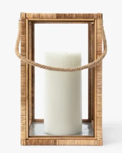Rattan & Glass Lantern