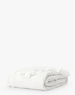 Ruffle White Linen Duvet Cover