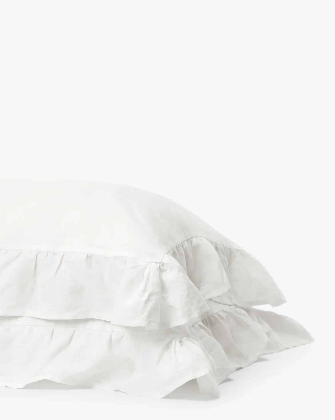 Ruffle White Linen Shams (Set of 2)