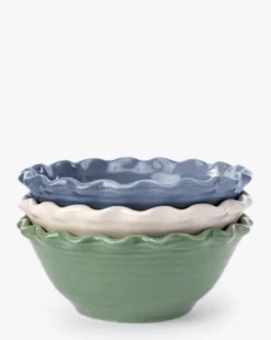 Scalloped Stoneware Bowls (Set of 3)