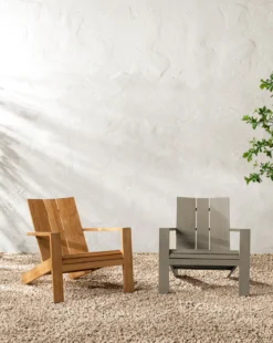 Triby Gray Teak Outdoor Lounge Chair